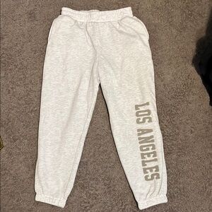 woman's White Sweatpants with Los Angeles Print